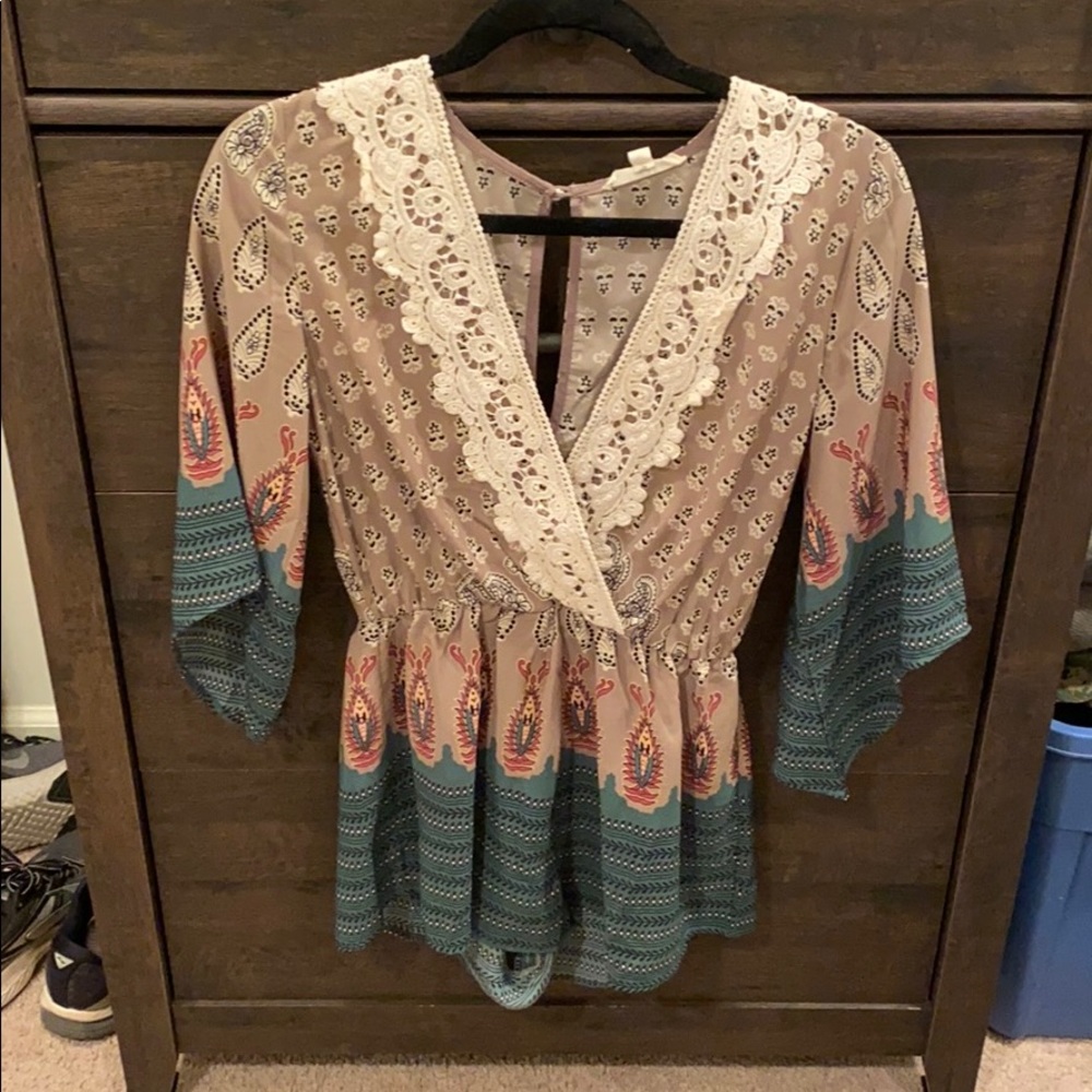 3/4 length sleeve romper